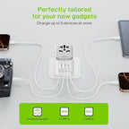 EPICKA Pulse 45W European Travel Plug Adapter, Universal Power Adapter with PD Fast Charging, 5-Port (1 AC/2 USB-A/2 USB-C) International Charger Adapter for Europe, Japan - Travel Essentials (White)