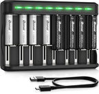 BONAI AA AAA Rechargeable Batteries Charger Set, 4 Pack 2800mAh AA and 4 Pack 1100mAh AAA NiMH Batteries with Smart Universal Battery Charger