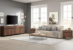 Wampat Modern TV Stand for 100 inch TVs, 3 in 1 Entertainment Center Console with Adjustable Shelves and Metal Base for Living Room, Bedroom, Brown | 3 in 1