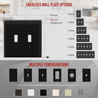 ENERLITES Double Light Wall, Toggle Switch Plate, 2-Gang Mid-Size 4.88" x 4.92", Unbreakable Polycarbonate Thermoplastic, UL Listed, 8812M-BK, Black