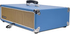 Sound Town Vintage 2U Amp Rack Case, 12.5" Depth with Rubber Feet, Dust Cover, Kickstand, Beau Blue (STVRC-2BL)