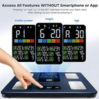 GE Smart Scale for Body Weight, BMI, Fat, Muscle Mass, Digital Bathroom Scales 500lbs Bluetooth 11.8" Large Platform Weighing Machine Health Monitor with App, Blue Button Control