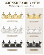 Beionxii 4-Light Bathroom Light Fixtures, Brushed Nickel Bathroom Vanity Light Over Mirror, Modern Vanity Lights with Clear Glass Shade for LivingRoom Hallway, BX-VL03BN-4CG