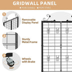 Urban Deco Grid Wall Panel Display Stand, 2.2' x 6.2' FT Gridwall Panel with Extra 8 Hooks, Craft Show Display Rack Black Metal Grids Standing Wire Rack for Retail Merchandise