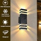 iYogaled Motion Sensor Outdoor Wall Lights with 3 Lighting Modes, Dusk to Dawn Porch Light with Bulbs Include, IP65 Waterproof Modern Black Wall Sconce for Patio, Garage, Front Door