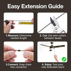 SmoTecQ 10ft Ceiling Fan Pull Chain Extension - Retro Antique Bronze Finish - 3mm Hollow Ball Chain (Rustproof Brass) with 12 Connectors - Vintage Beaded String for Light Fixtures & DIY Crafts