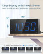 Roxicosly Loud Alarm Clock with Bed Shaker, Vibrating Alarm Clock for Heavy Sleepers/Hard of Hearing/Deaf/Teens, Dual Alarms with 7.5’’ Large LED Display, USB Charger, Dimmer, Snooze & Battery Backup