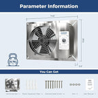 ALORAIR 570CFM Crawlspace Ventilation Fan with Humidistat, IP55 Rated Basement Stainless Steel Exhaust Fan, Built-In Isolation Net 8.1 Inch Foundation Vent Fan for Crawl Space, Garage, Attic,Grow Tent