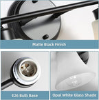 LOUSACE 2 Light Bathroom Vanity Light Matte Black Bathroom Lighting Fixtures Over Mirror with Opal White Frosted Glass, Vintage Traditional Wall Lighting Fixture Vanity Lights