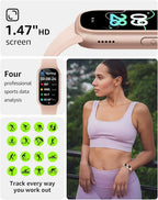 Asmoda Fitness Tracker (Answer/Dial Call), Smart Watch with 1.47" HD Touch Display, 130+ Sport Modes Activity Tracker with Sleep Monitor, IP68 Waterproof Tracker for Android&iPhone Women Men