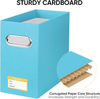 BALEINE File Organizer Box, Cardboard File Folder Organizer with Handle for Letter Size, Portable Collapsible Hanging Filing Box for Home Office Document Storage (2 Pack, Blue)