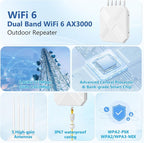 Mugatol AX3000 Outdoor WiFi 6 Extender - Outdoor Access Point - Long-Range Dual Band WiFi, IP67/PoE/5 Antennas for Events, Commercial Use | Starlink-Compatible
