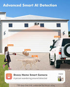 Dzees Solar Security Cameras Wireless Outdoor, 2K Battery Powered Security Camera, 360° PTZ Camera with Spotlight, Siren, Color Night Vision, AI Dectection, IP66 for Home Security, 2.4GHz 2-Pack