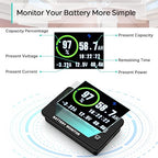 LNEX 500A Shunt Battery Monitor, 2.4" Color Screen RV Monitor with 16ft Shielded Wire, Support High Low Voltage Programmable Alarm for 8-100V Lifepo4, Lithium Sealed, Gel, Flooded Battery