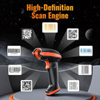 Tera Pro Series Wireless 1D 2D QR Barcode Scanner with Cradle Display Counting Screen Extra Fast Scanning Speed Ultra High Resolution Handheld Image Bar Code Reader for Warehouse Inventory HW0008