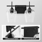 VONLUCE Bathroom Vanity Light, 2 Light Bathroom Light Fixture Over Mirror, Bathroom Wall Lamp with Clear Glass, Modern Black Vanity Lighting fixtures for Bathroom, Bedroom, Hallway
