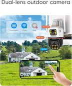 VSTARCAM 3MP+3MP Security Cameras Wireless Outdoor, 2K Dual Camera, 360° Pan & Tilt, Custom Alarm Sound, Full Color Night Vision, 2-Way Audio, 2.4GHz WiFi, PIR Motion Sensor,Real Time Notifications