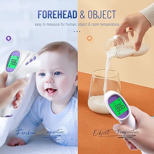 No-Touch Thermometer for Adults and Kids, Digital Thermometer with Fever Alarm, Fast Accurate Results, Easy for All Ages, FSA Eligible (Purple)