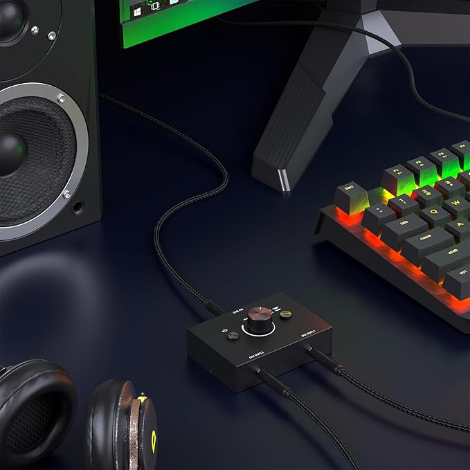 3.5mm Stereo Audio Switch Audio Switcher Passive Speaker Headphone Manual Selector Splitter Box Audio Sharing
