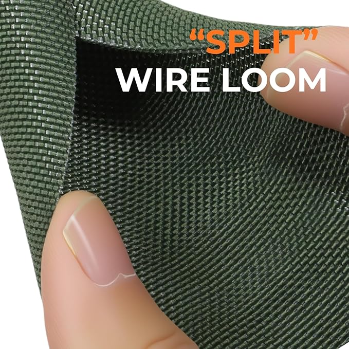 HOLED 5/16 inch Split Braided Cable Management Sleeve for USB Cable Power Cord Audio Video Cable, Wire Loom Cord Protector from Cat Dog Chewing (Dark Green, 10FT)