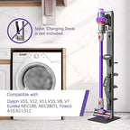 XIGOO Storage-Stand-Docking-Station-Holder Compatible with V15 Detect V11 V10 V8 V7 V6 Cordless Vacuum Cleaners, Stable Metal Organizer Rack(White, 5 Hooks)