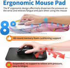 YIWEI Ergonomic Mouse Pad with Wrist Rest - Comfortable Office Mousepad with Memory Foam Wrist Support for Carpal Tunnel Relief, Mouse Pads with Non-Slip Base for Gaming and Home (Pink Marble)