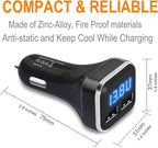 Alivation 3IN1 Digital Volt Gauge with USB Car Charger, 24W Cigarette Lighter Voltage Display Volt Meter Car Battery Monitor with LED Voltage & Amps Display, Dual USB for iPhone X 8 7 6S 6 Plus, 5 SE