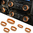 Knob Cover for F150 AC Climate Control Switch/Trailer/4WD/VOL/Tune Button Interior Center Console Trim Accessories Compatible with Ford F150 XLT 2016 2017 2018 2019 (Orange 6 Pcs)