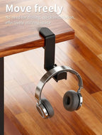 STEARBOR Headphone Hook，Under Desk Headphone Holder，PC Gaming Headset Holder，with 360 Degree Swivel & Cable Clip Organizer (Black)