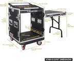 Sound Town Enhanced 1/2" (12mm) Plywood 12U PA DJ Rack/Road Case with 11U Slant Mixer Top, 20’’ Rackable Depth, DJ Work Table and Casters, 12-Space ATA Case, Pro Tour Grade (STMR-S12UWT)