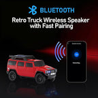 WSTER Solar Off-Road Car Bluetooth Speaker – HD Stereo Sound with TWS Pairing, TF/USB Playback, Portable Bluetooth Car Speaker for Home Audio, Outdoor Use & Retro Gifts for Men (Red)