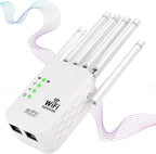 WiFi Repeater, WiFi Extender Signal Booster for Home, 9,880 sq ft Coverage, Repeater/AP Mode, 6 Antennas, WPA2, Ethernet Port, Supports 150+ Devices, White 1PCS