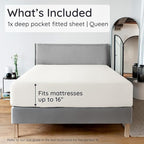 Bambaw 100% Viscose Derived from Bamboo Fitted Sheet Queen Size, 16’’ Deep Pocket Fitted Queen Sheet Only, Breathable & Cooling Fitted Sheet Queen Size (Ivory)