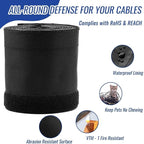 Flauzmann 3/4" - 6.6FT Hook and Loop Cable Sleeve, Dog Cat Cord Protector Waterproof Split Sleeving for USB Computer Office Automotive Audio Cables - Protects Cables from Pets Chewing - Black