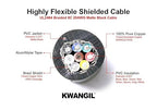 KWANGIL 8C 20AWG AMSB Shielded Cable Wire (UL2464) - Highly Flexible Str TC, PVC Ins, OS+TC BRD, PVC JKT for CNC Machine, Stepper Motor, VFD Spindle (Matte Black 50FT)