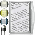 MagniPros 5X [Rechargeable] Large Ultra Bright LED Page Magnifier with Anti-Glare Lens & 3 Stepless Color Light Modes to Relieve Eye Strain-Ideal for Reading Small Prints, Low Vision and Seniors