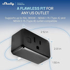 Shelly Smart Plug, WiFi, Bluetooth, Zigbee, Matter Outlet with Power Metering, Works with HomeKit, Google Home, Alexa, Home Assistant, Smart Socket, Easy Setup, Remote Control, Plug US Gen4 Black UL