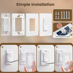 SURAIELEC 3-Way Wireless Remote Control Light Switch & Receiver Kit, 15A RF Wall Switch, 100ft Range, Ultra-Thin Design, Push-in Wiring, Expandable System for Lighting, Lamp (Neutral Wire Required)