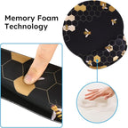 iCasso Desk Mat, Gaming Mouse Pad Wrist Support Set,4in1 XXL Large Mousepad + Keyboard Wrist Rest+Mouse Wrist Rest+Coaster Set with Ergonomic Design for Home Office Table Computer-Honeycomb