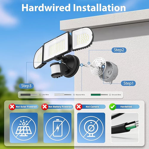 150W Motion Sensor Lights Outdoor for Outside, 15000LM LED Flood Lights Outdoor wired Dusk to Dawn, Exterior Security Floodlight Fixture Waterproof IP65, Outdoor Lighting for House, Garage 2 Pack