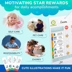 QUOKKA Reward Chart for Kids - Magnetic Behavior Chore Chart for Kids at Home - Dry and Erase Routine and Responsibility - Use 84 Magnets & 102 Stars - from Toddlers to Teens