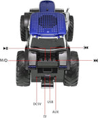 Tractor Head Bluetooth Speaker – unique Bluetooth car speaker with HD stereo, TWS pairing, LED party lights, portable wireless outdoor speaker, car model decoration, and a great gift for men(Blue)