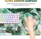 Gaming Mouse Pad, Large Desk Mat, Cute Desk Pad Protector, 4in1 XXL Mousepad + Keyboard Wrist Rest+Mouse Wrist Rest+Coaster Set with Ergonomic Desk Pad for Home Office PC Computer, Green Marble