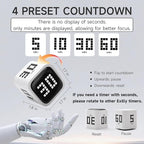Rotating Productivity Timer 5, 10, 30, 60 Minutes Preset, Desk Cube w/Gravity Sensor for ADHD, Mute Functions, Ideal for Work, Study, Kitchen, Back to School (White)