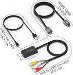 LA NREUCETS RCA to HDMI Converter, Composite AV to HDMI Converter Support 1080P with HDMI Cable for Xbox/Wii/PS1/PS2/PS3/GameCube/N64/VHS/VCR/DVR Players