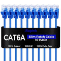 Rapink Patch Cables Cat6a 1ft (10 Pack) Slim, Cat6a Ethernet Patch Cable 10G Support, Snagless Cat 6 Patch Cable for Patch Panel to Switch, Flexiable Cat 6a Ethernet Cable with Gold Plated