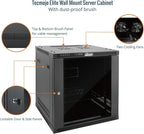 Tecmojo 12U Wall Mount Rack Cabinet, Heavy-Duty 176 Lbs High Load Capacity, 19” Enclosed Server Network Rack with Glass Door, 17.7” Deep – Elite Collection