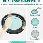Fesley FED150W Electric Drum Set: Dual Zone Snare Drum,2 Cymbals w/Choke, 200 Sounds, 4 Quiet Mesh Drum Pads, Portable Electronic Drum Kit for Beginner, Bluetooth, MIDI, Throne, Headphone, Sticks