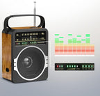 JEUJUG Portable AM FM Radio, Bluetooth 5.0 Radios 5 Watts Loud Speaker,FM Radio Built-in Rechargeable Battery/DC D*4 Cell Battery Operated & AC Power Plug in Wall Retro