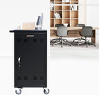OFLILAK 45-Device Mobile Charging Cart with Charging Power Strip and Front and Rear Access Locks, Cable Management, Up to 17"", Safe Charging Cabinet for Ipads, Chromebooks, Tablets, Laptops Black